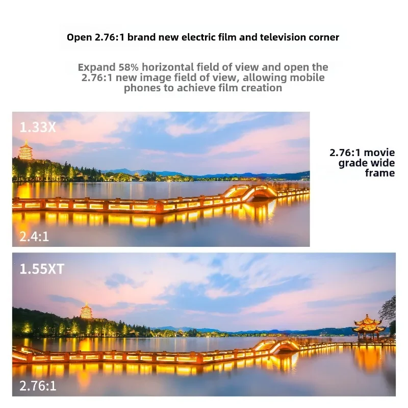 1.55X Anamorphic Movie Lens for iPhone 15/14/13 Phone Microscope Lens Telephoto Lens