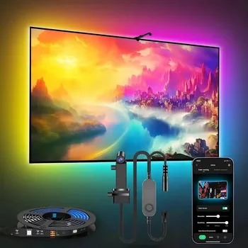 PC/TV LED rétro-éclairage RGBIC LED bande lumineuse avec capteur de sélection de couleur App contrôle synchronisation de la musique lumière RGB intelligente pour l'atmosphère de jeu 1