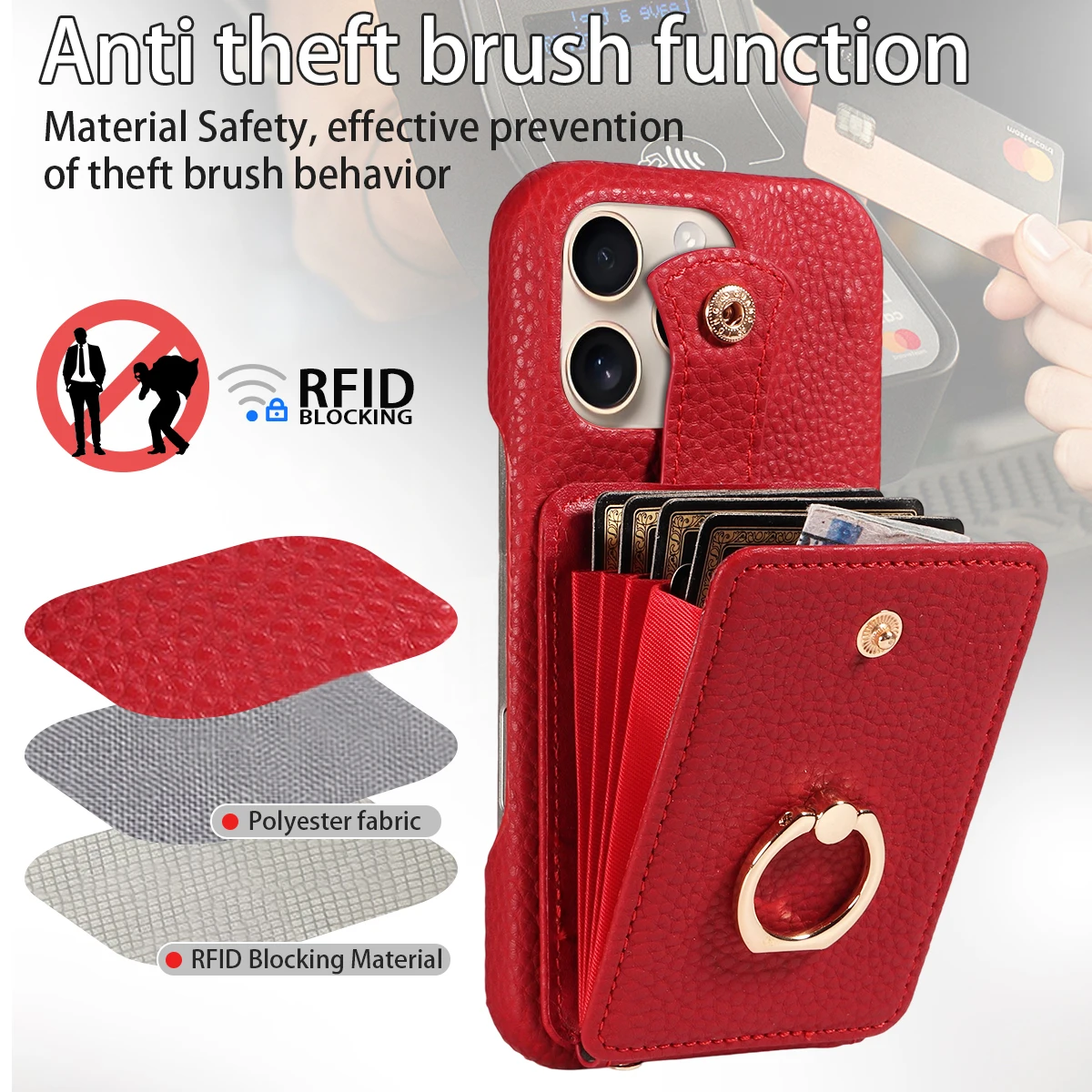 Fashionable Leather Multi-Card Wallet Stand Phone Case - Portable & Multifunctional Protective Cover