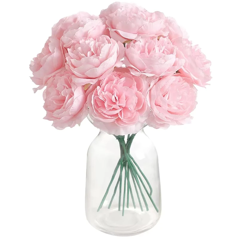 6 Stück künstliche Pfingstrosen-Blumenstrauß, 20 cm, gefälschte Blumen für Heimdekoration, Garten, Hochzeit, Dekoration, Outdoor-Vase, Blumenarrangement