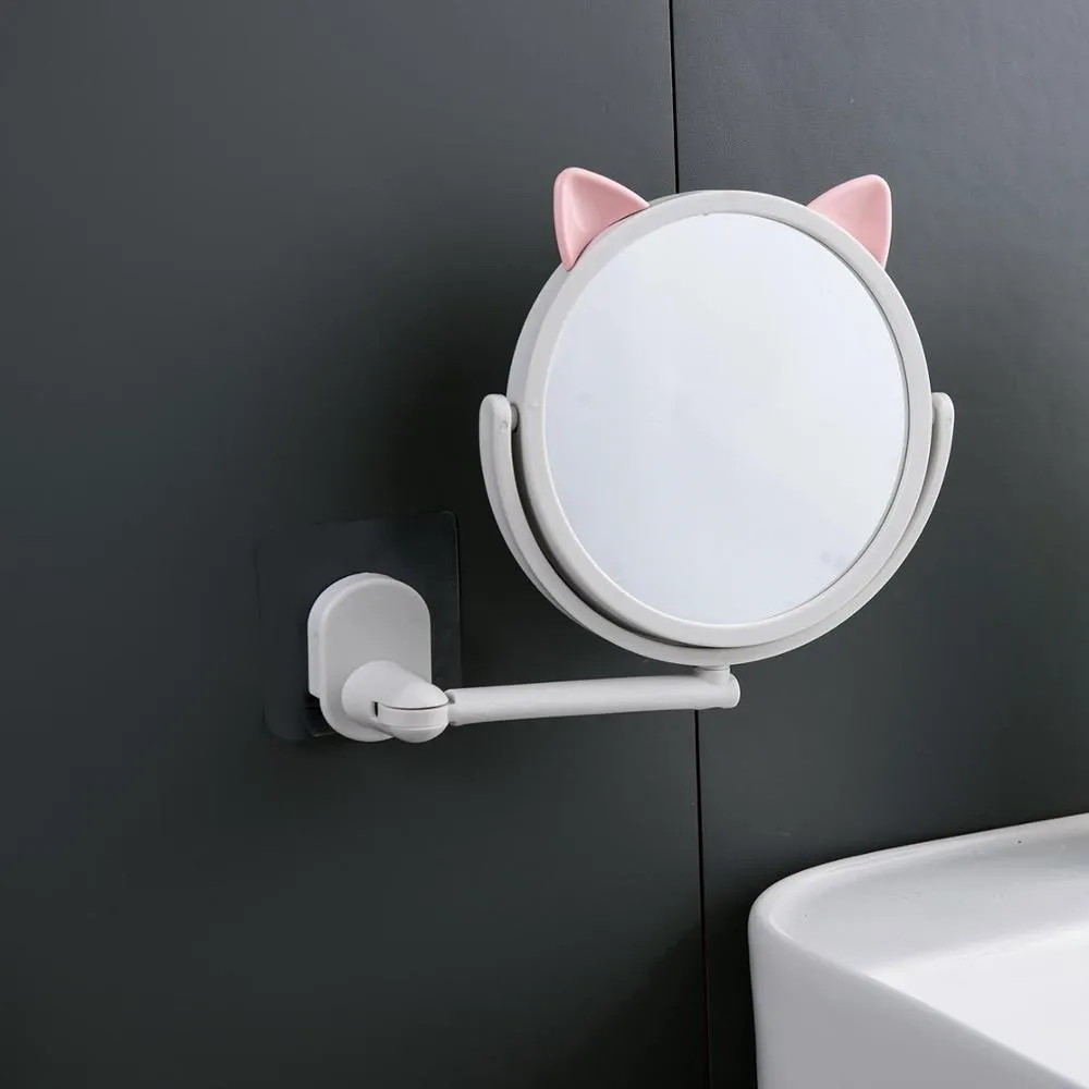 1pc Puch Free Wall-mounted Foldable Small Mirror Bathroom Vanity Mirror Bathroom Toilet Self-adhesive Mirrors