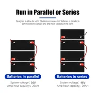 Batterie LiFePO4 12V, 20ah, 30a, BMS, plus de 6000 Cycles pour le stockage d'énergie solaire, vélo électrique, Support d'alimentation extérieur, connexion série 6
