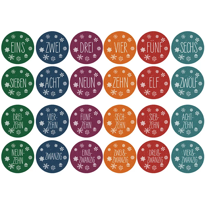 Merry Christmas Gift Stickers Advent Calendar Number Paper Stickers Multi-Function DIY Crafts Gift Packaging Labels Decor Tools