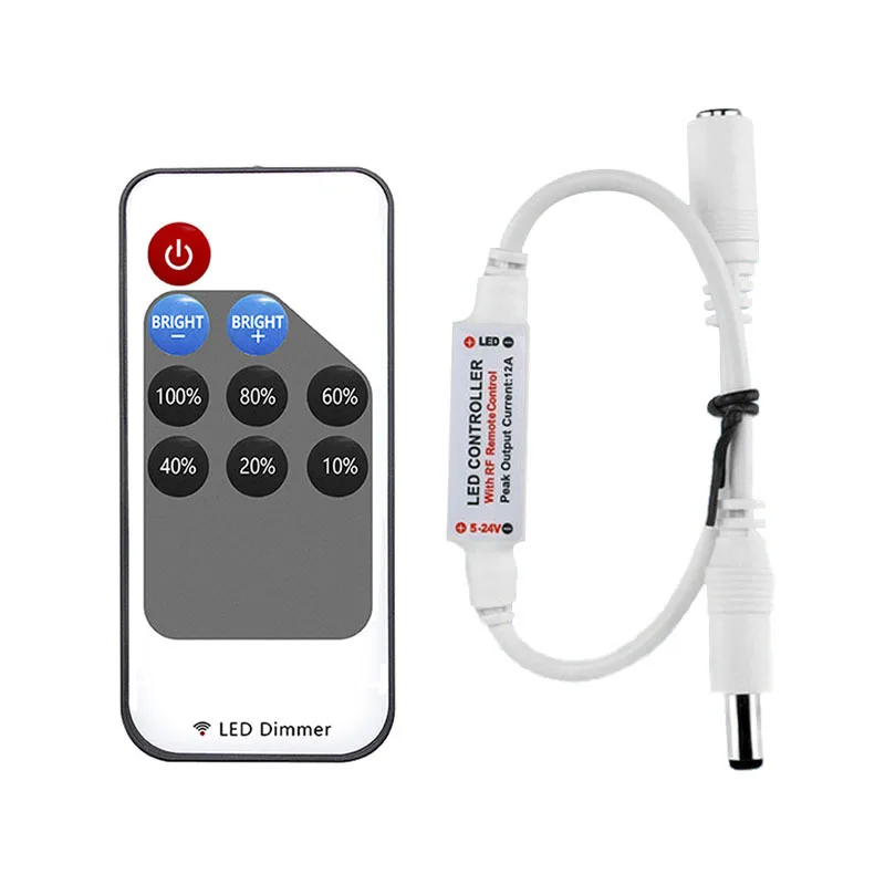 Mini LED Single Color Dimmer DC 5V 12V 24V 6A 5050 2835 Strip Lights Constant Voltage PWM Signal Controller with RF 9-Key Remote led dimmer switch led strip controller smart dimmer switch led strip switch led string dimmer led dimmer controller