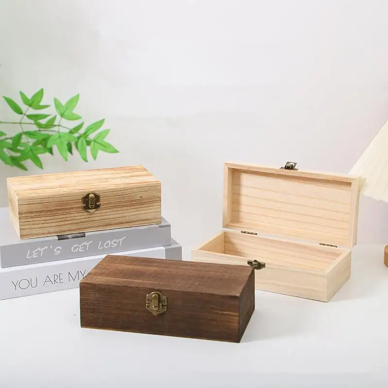 Enhanced Wooden Rectangular Storage Box Organizer with Lock - Dust-Proof Jewelry Case