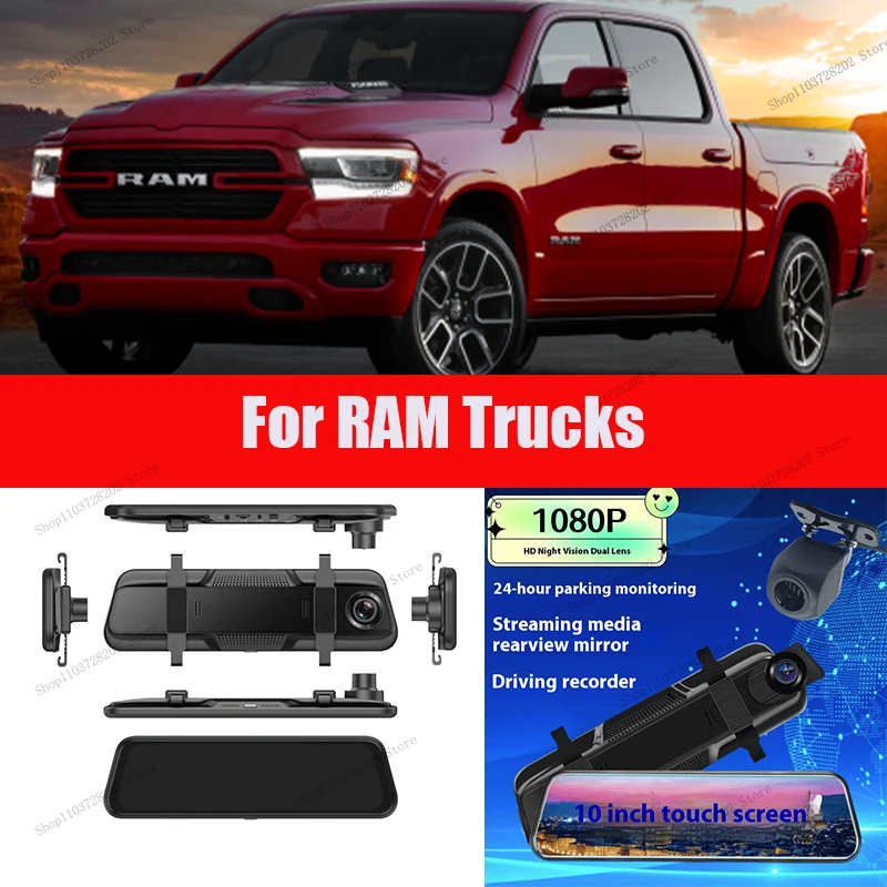 

For RAM Trucks 4K WIFI GPS Car Dvr Mirror Dash CamDual Lens Dashcam Drive Recorder Stream RearView Mirror IPS Screen Camera