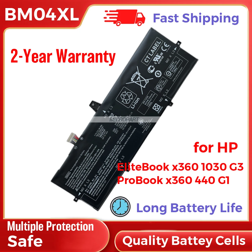 

HP BM04XL L02031-241 ​HSTNN-DB8L Laptop Battery Replacement for EliteBook x360 1030 G3 ProBook x360 440 G1 Long Battery Life