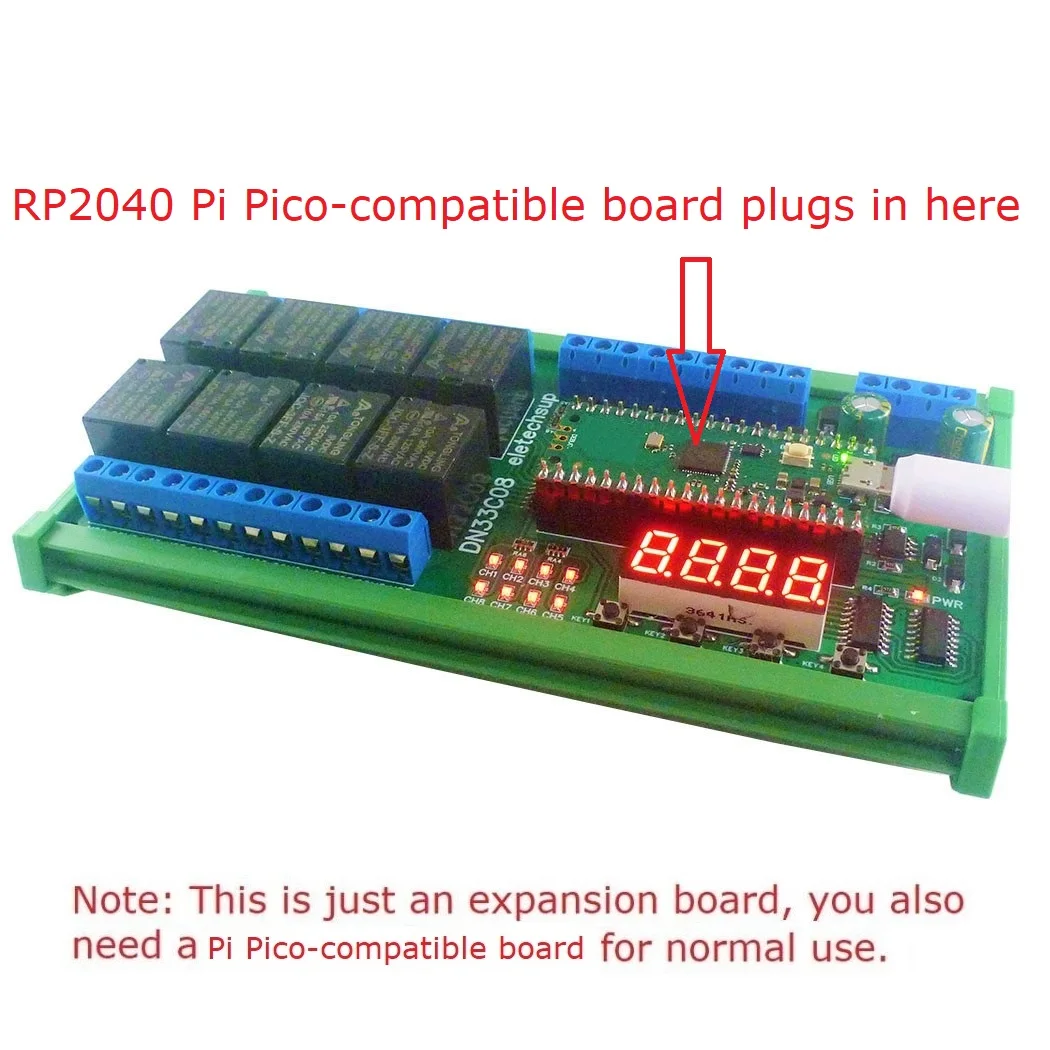 간단한 PLC IO 확장 보드 다기능 지연 릴레이 모듈, RasPi RPI 라즈베리 파이 피코 파이썬 C ++ 용, 8ch RS485