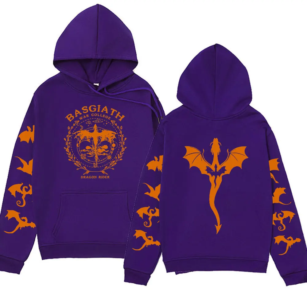 Vintage Basgiath War College Print Hoodies Men Women Spring Fashion Long Sleeve Sweatshirts Oversized Streetwear Hoody Unisex