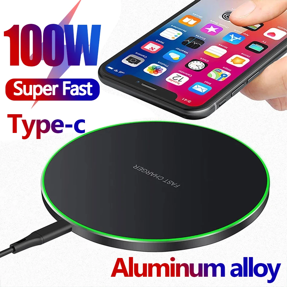 New 100w Fast Qi Wireless Charger Pad For Iphone 14 13 12 11 Pro Max