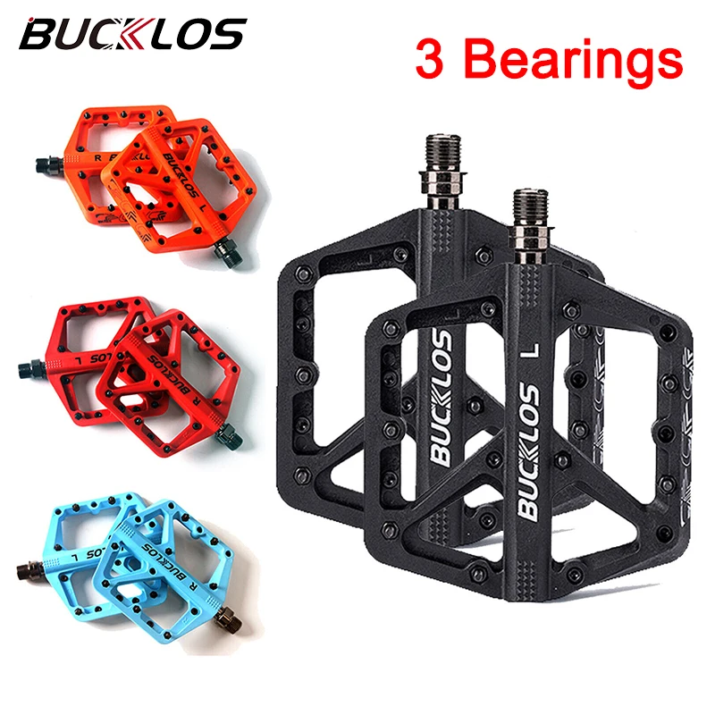 

BUCKLOS Bike Pedal MTB Nylon DU Bearing Mountain Road Bike Pedals 9/16" Ultrilight Anti-Slip Bicycle Pedals Road Bmx Bike Part