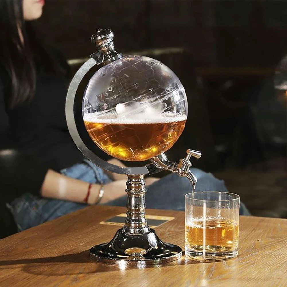 3.5L Decanter Dispenser Club Party Accessory Globe Shape Dispenser Beer Drink Dispenser for Home for Wine Liquors Whiskey Drinks