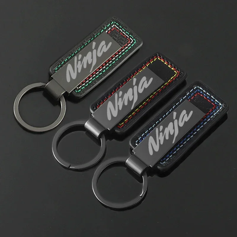Motorcycle keychain leather alloy detail close up