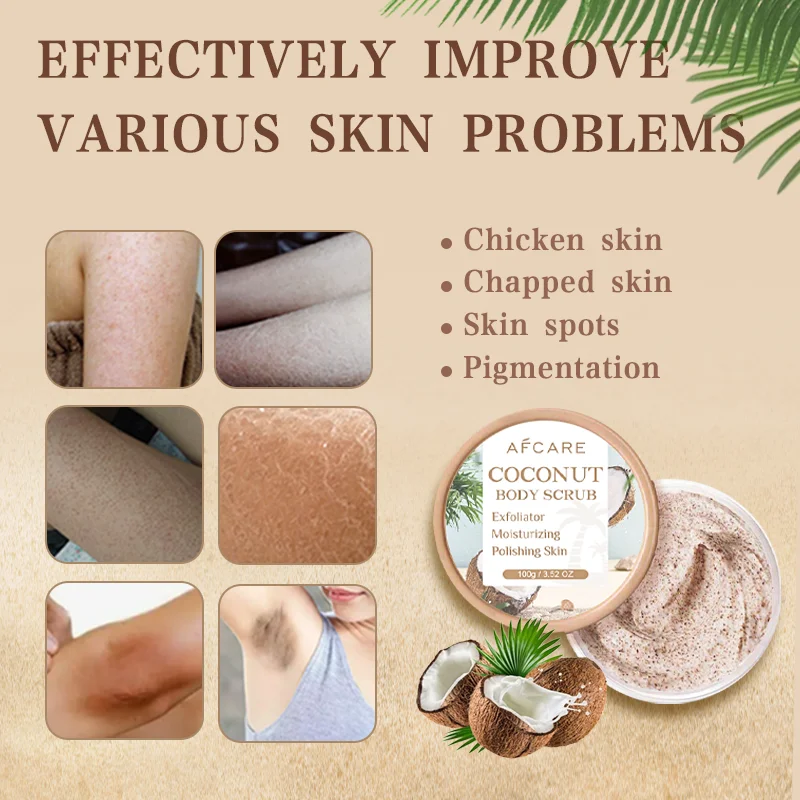 Coconut Scrub Exfoliating Collagen Body Scrub Polishing Body Foot Skin Whitening Exfoliate Skin Clean Pores Remove Dead Skin 3