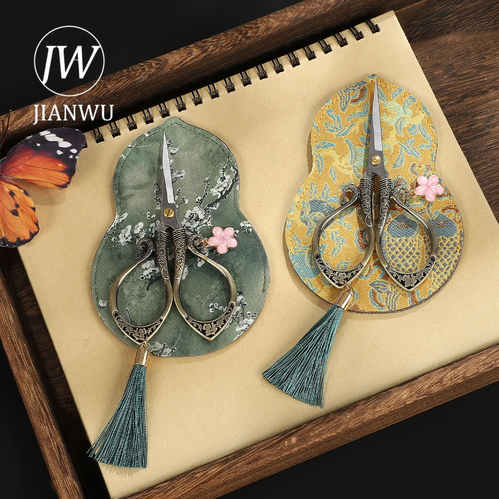 JIANWU 빈티지 중국 스타일 차 가위 재료 콜라주 절단 도구 크리 에이 티브 DIY 저널 학생 용품 문구