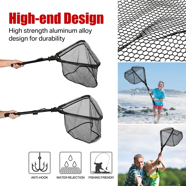 Retractable Fishing Landing Net with Telescoping Pole Foldable Handle for Kids Men Freshwater Saltwater Fly Fishing Carp net 3