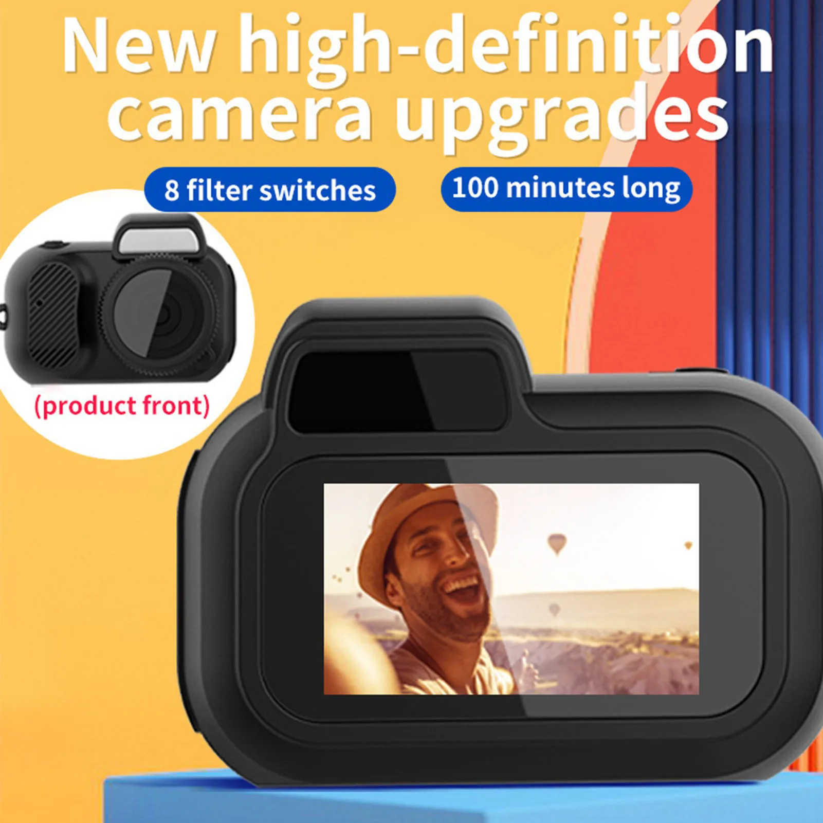Compact Video Camera Kids Digital Camera 100 Minutes Battery Life One Click 1080P 180mAh with Wrist Strap for Outdoor
