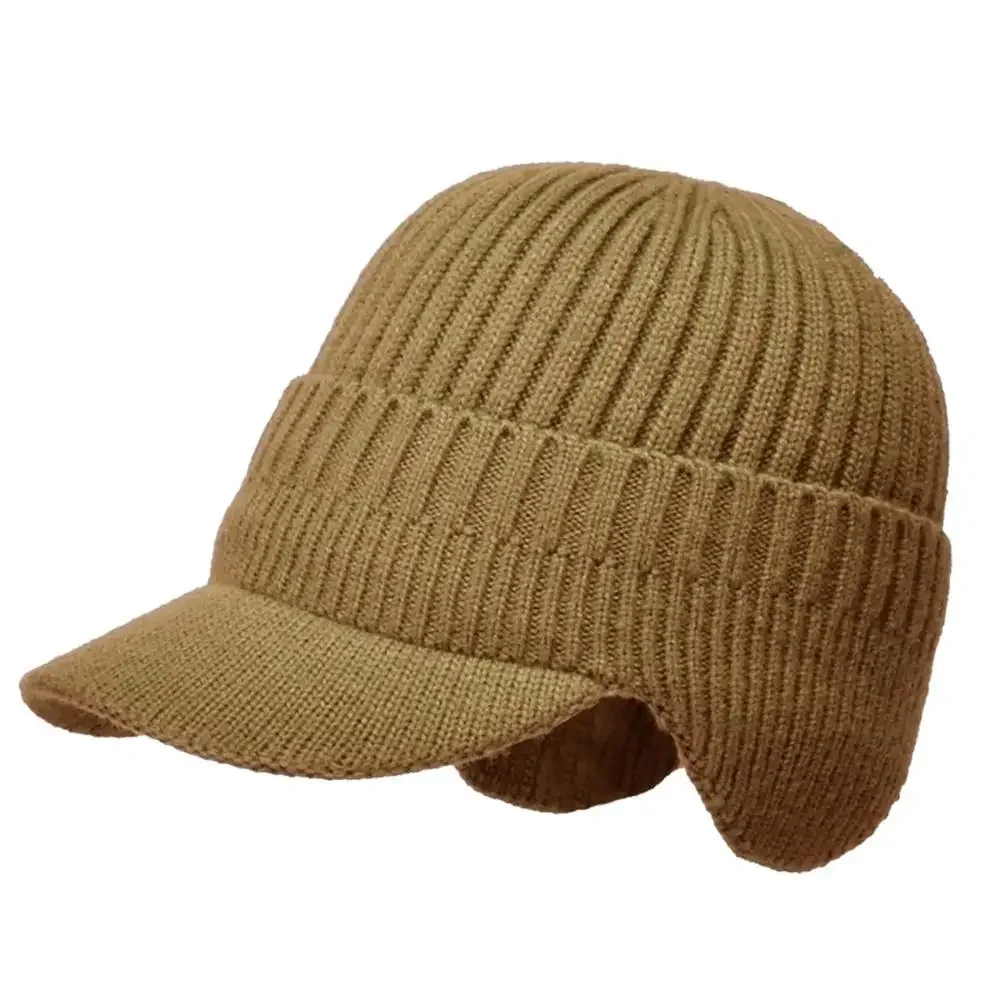 Customizable Knitted Wool Hat with Ear Muffs and Sun Visor Hats Men Cap Hat knitted hat,earflap hat