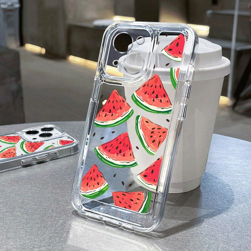 Vibrant Watermelon Fruit Clear Silicone Phone Case