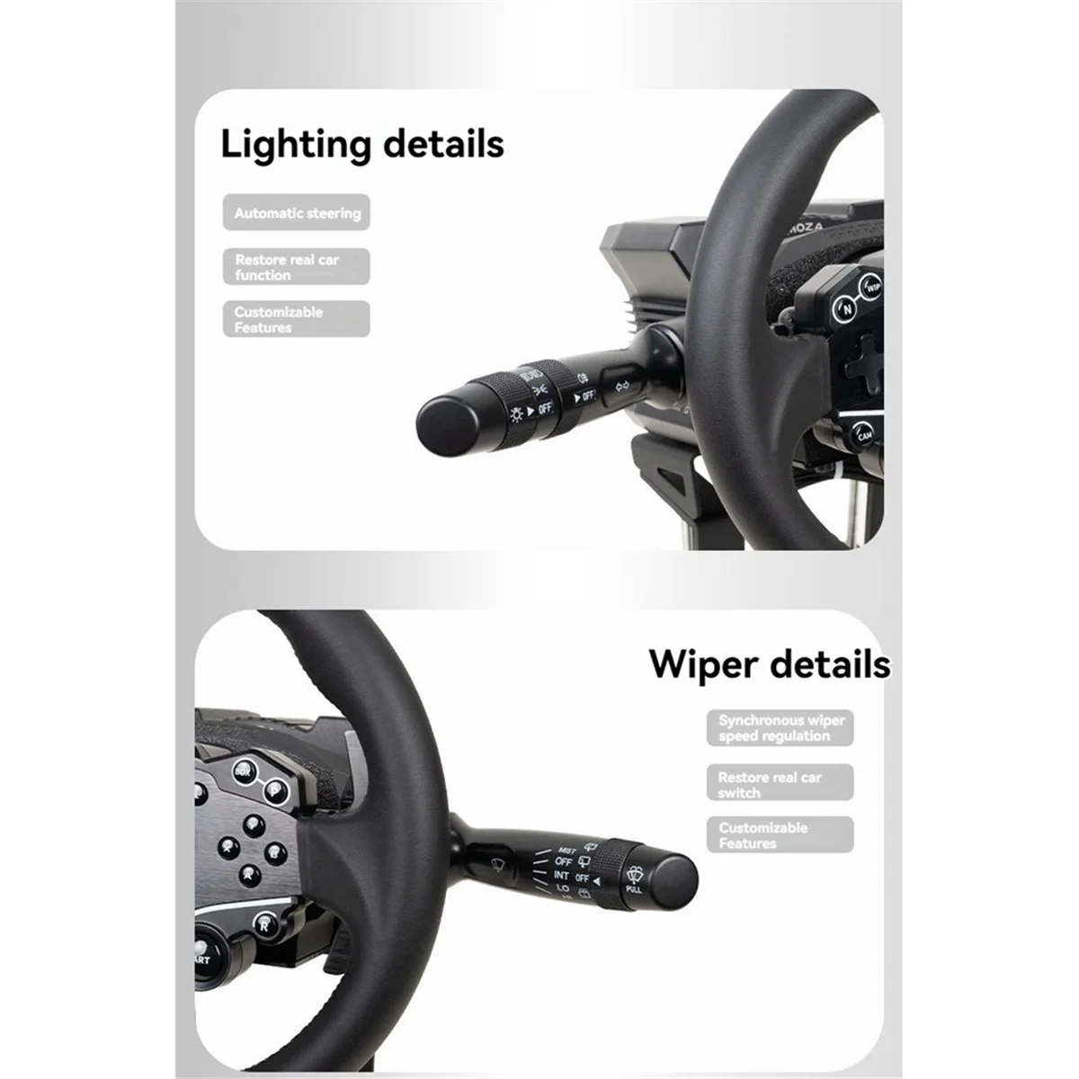 A04R-PC Simracing Game Steering Wheel Turn Signal Wiper Retrofit Kit for MOZA R3/R5/R9/R12 Steering Wheel