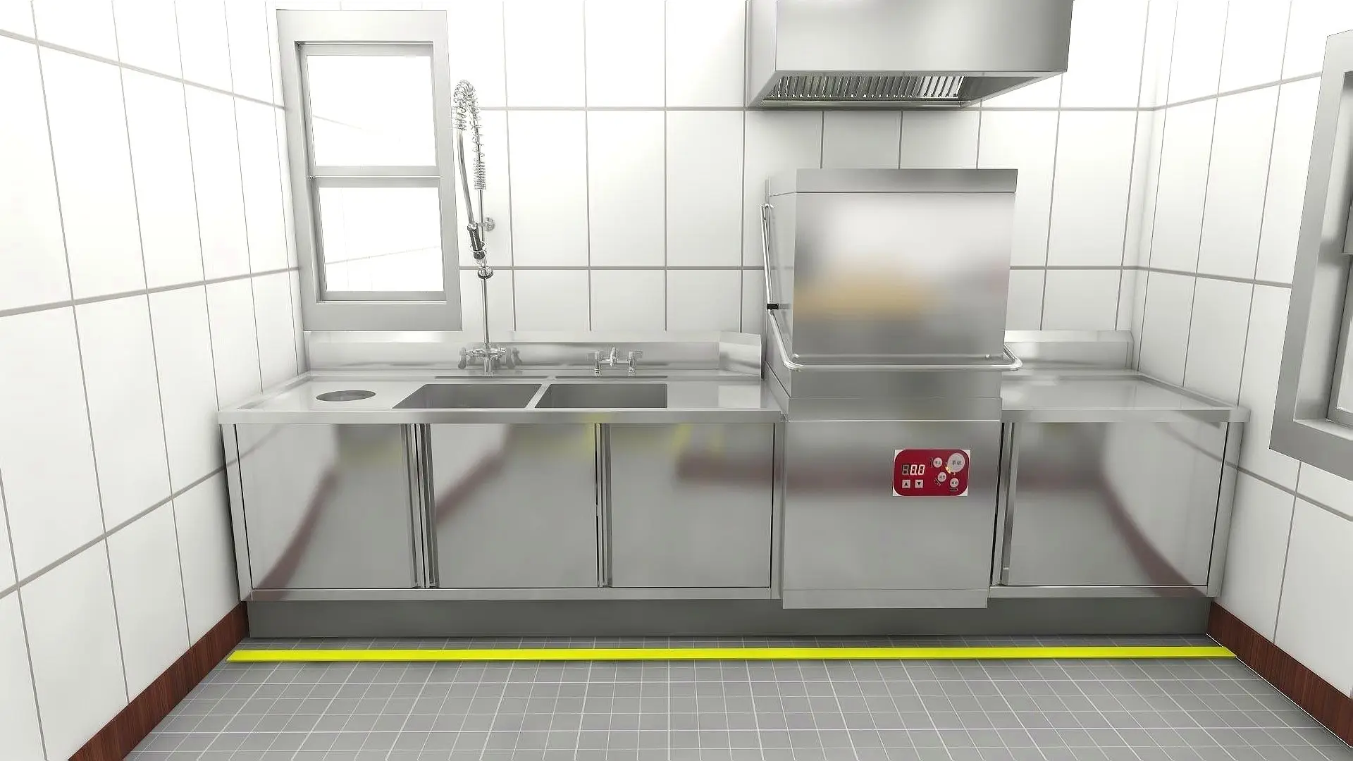 380V Commercial Stainless Steel Kitchen Hotel Restaurant Clean Dirty Electric Uncovery Automatic Dishwasher Equipment 6