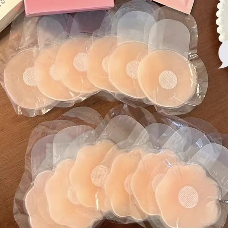 4pcs Silicone Lift Up Nipple Cover Women Intimates Flower Round Shape Chest Patch Invisible Reusable Self Adhesive Bra Stickers