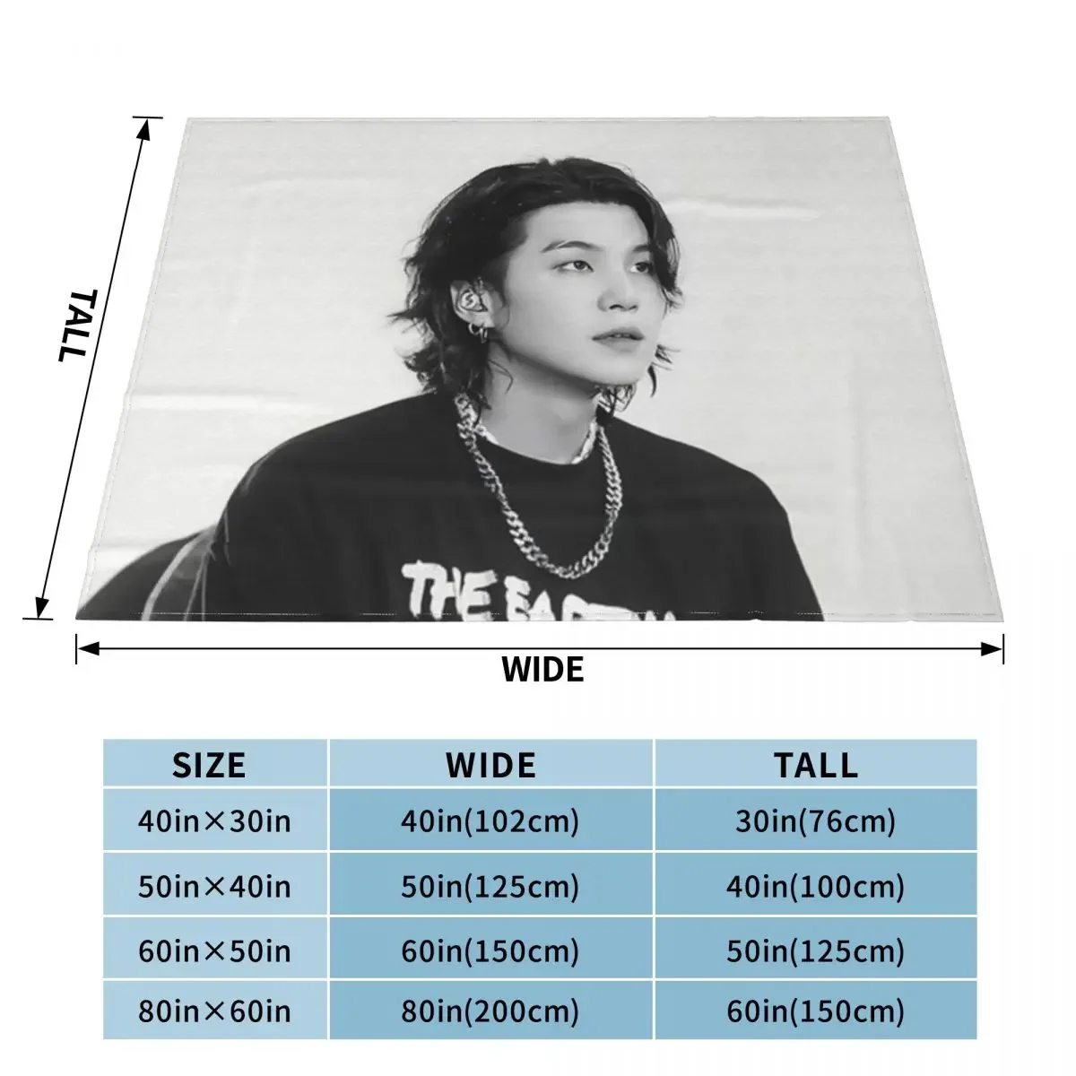 Yoongi concert Throw Blanket Dorm Room Essentials cosplay anime Blanket Sofa 2