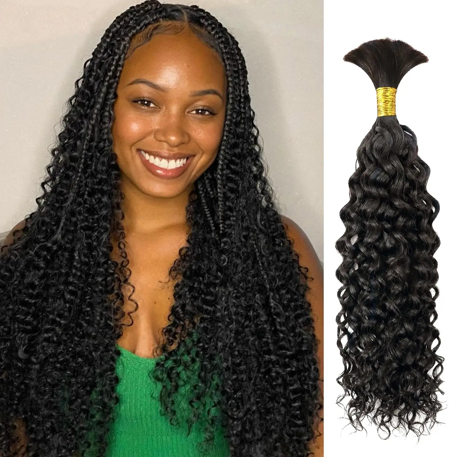 Bulk Human Hair No Weft For Braiding Curly Deep Wave Full Ends Extensions 50G/Bundle For Boho Braids human hair extensions braiding hair extensions human braiding hair
