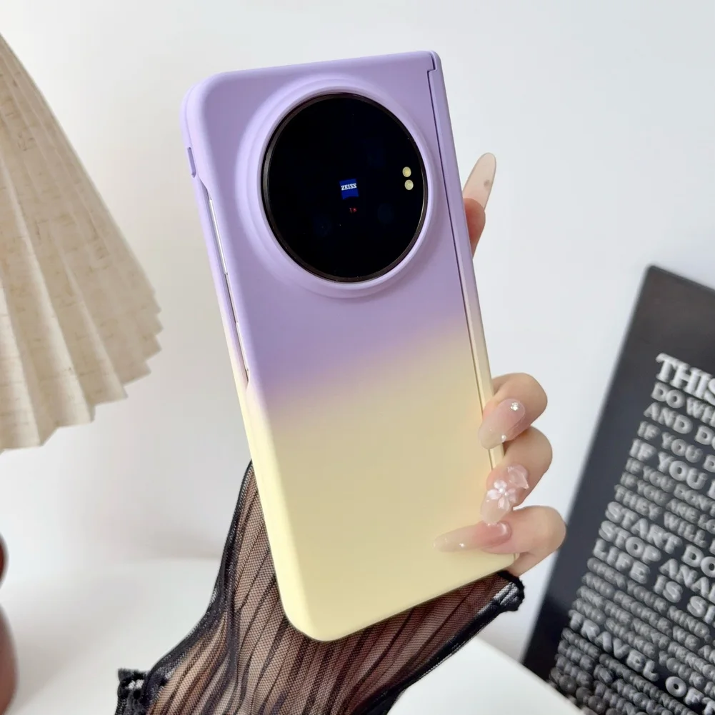 Skin-Feel Two-Tone Gradient Phone Case with Magnetic Center Shaft and Camera Protection