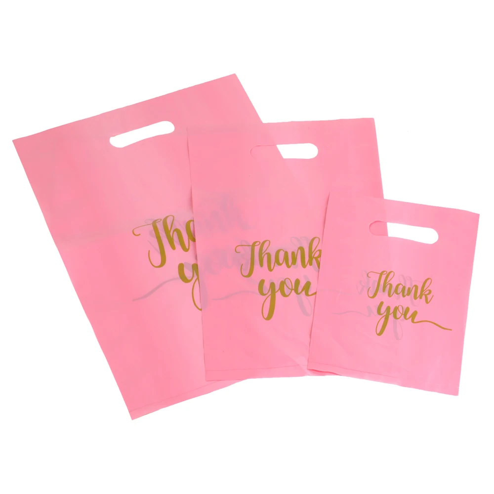 Thank You Plastic Gift Bags Small Business Gift Wrap Plastic Shop Bags Wedding Birthday Candy Packaging Treat 10/50/100Pcs