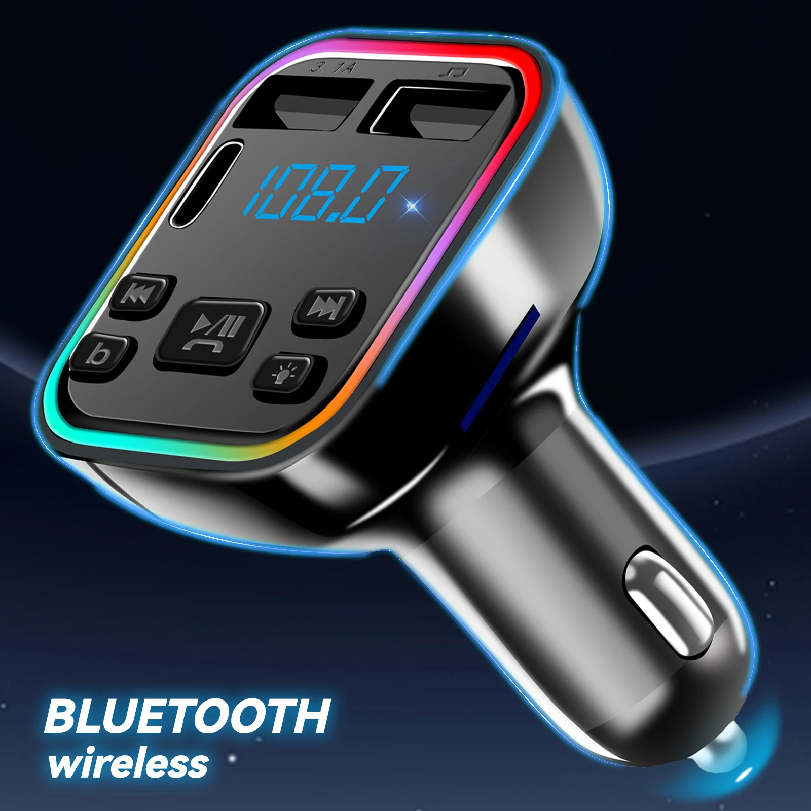 Kit de transmisor FM 5,0 para coche, reproductor modulador MP3, manos ...