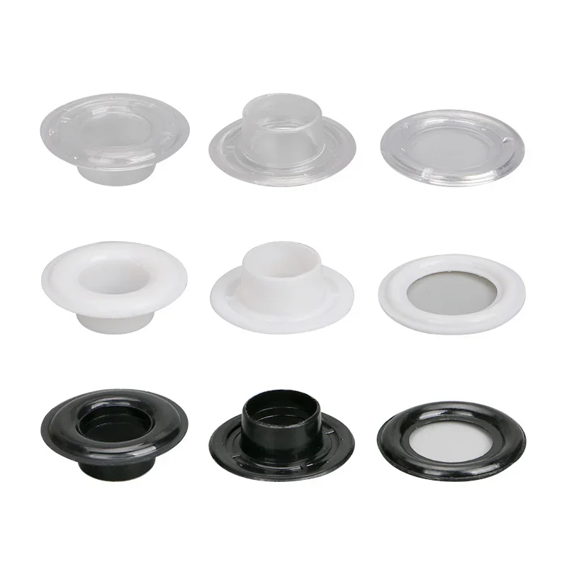 Leather Craft Eyelets 100 set Plastic Grommet Eyelets with Washer Leather DIY Fabric Belt Purse Bag Shoe Tent Curtain Paper Projects Decoration 3-16mm