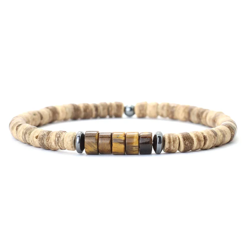 Natural Coconut Husk Beads Men Bracelet Set for Meditation Yoga