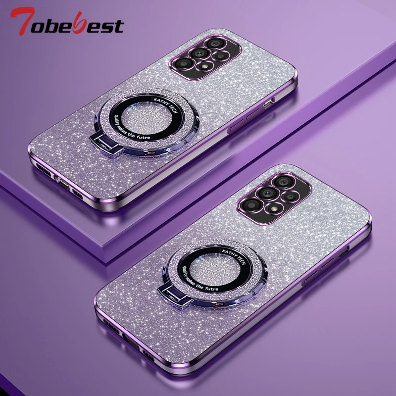 Glitter Plating Magnetic Holder Phone Case with Universal Compatibility