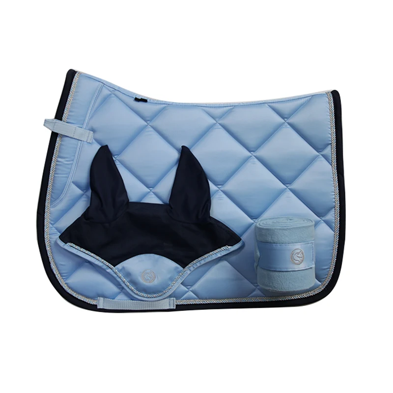 Professional Equestrian Equipment Harness Light Blue Step Saddle Sweatsuit Drawer Earmuff Leggings Barrier Horse Sweat Pad