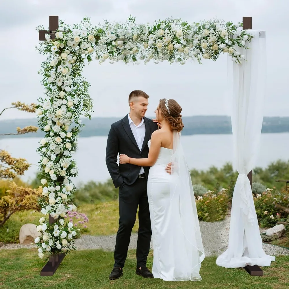 7.48FT Wooden Wedding Arch, Wooden Arch Backdrop Stand Square Arch Wedding Arbor Arches for Ceremony Wood