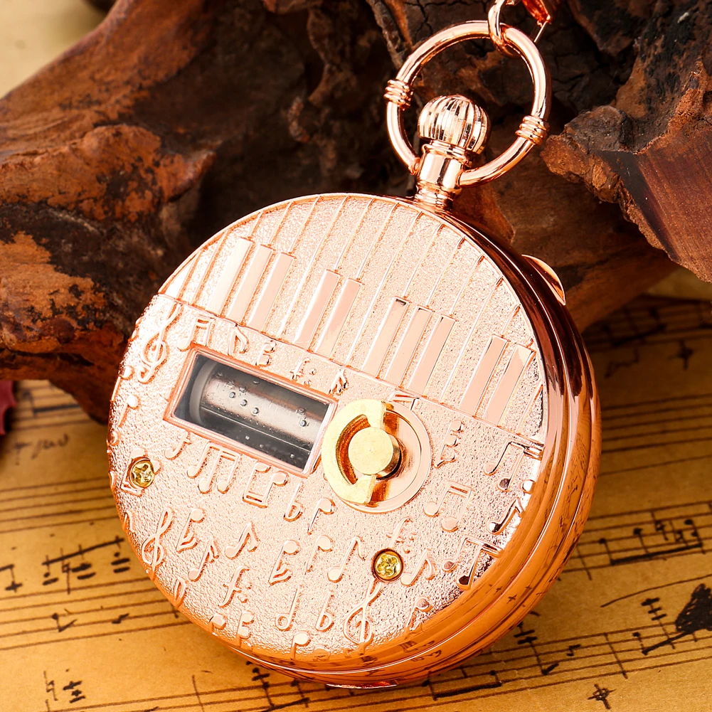 2023 New Fashion Music Pocket Watch Luxury Hollow Quartz Necklace Chain Clock  Steam Train Lovers Creative Collectibles Gift Men