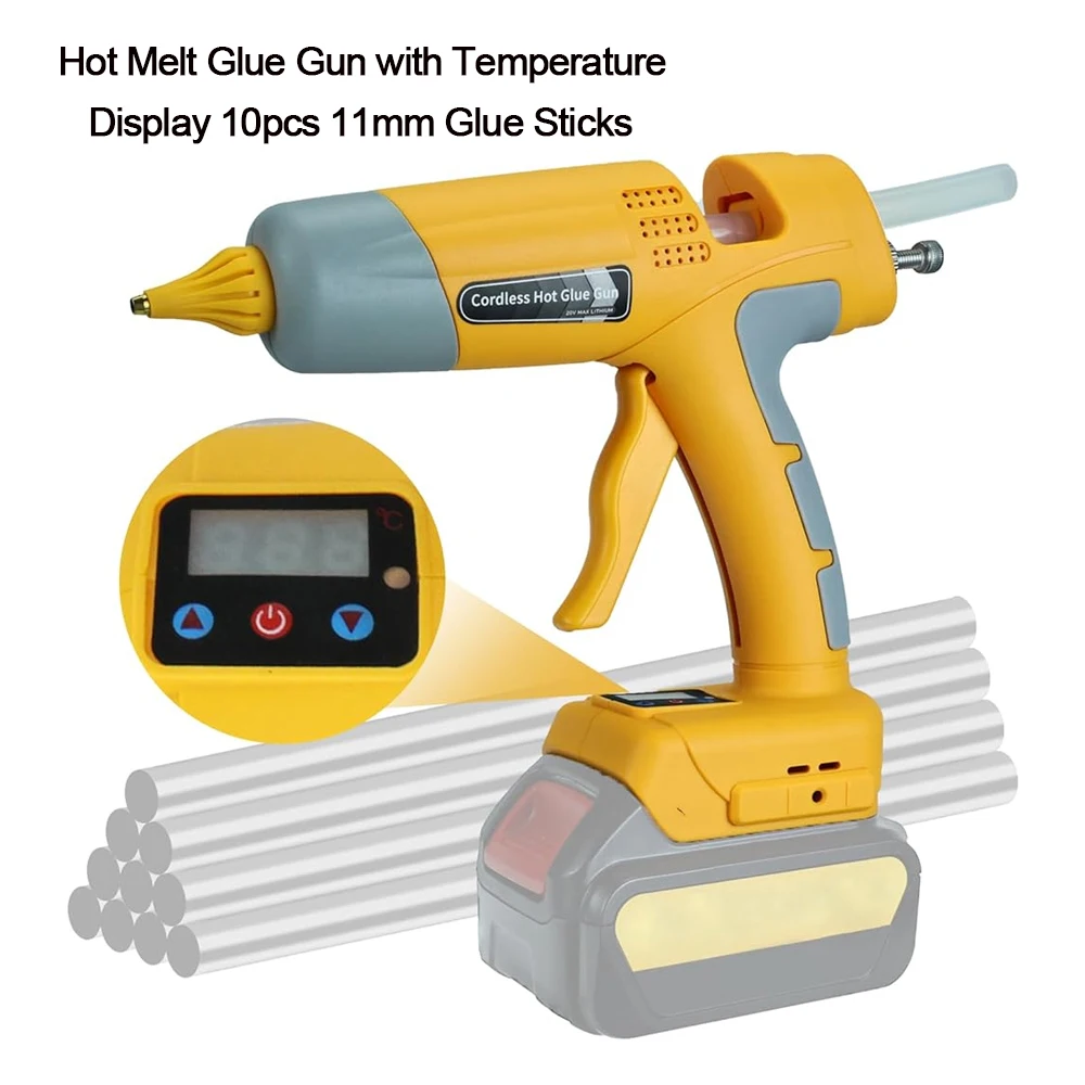 100WCordlessHotMeltGlueGunforDewalt1820VwithTemperature