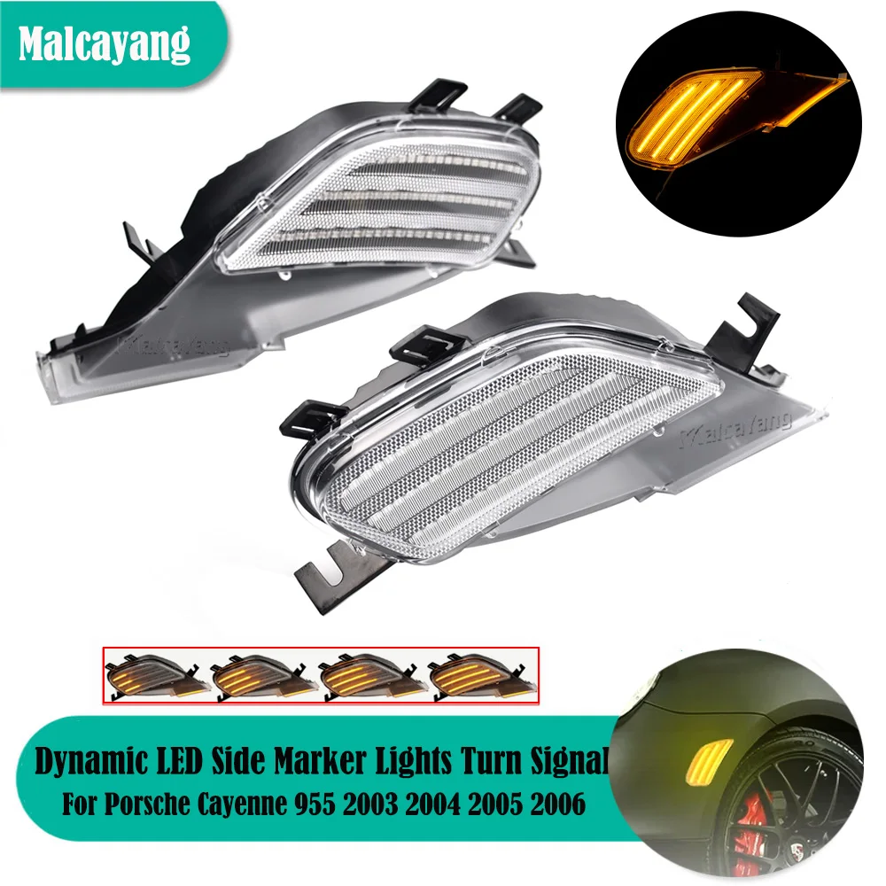 

2PCS Car Styling For Porsche Cayenne 955 2003 2004 2005 2006 Dynamic Amber LED Side Marker Light Turn Signal Lamp Blinker