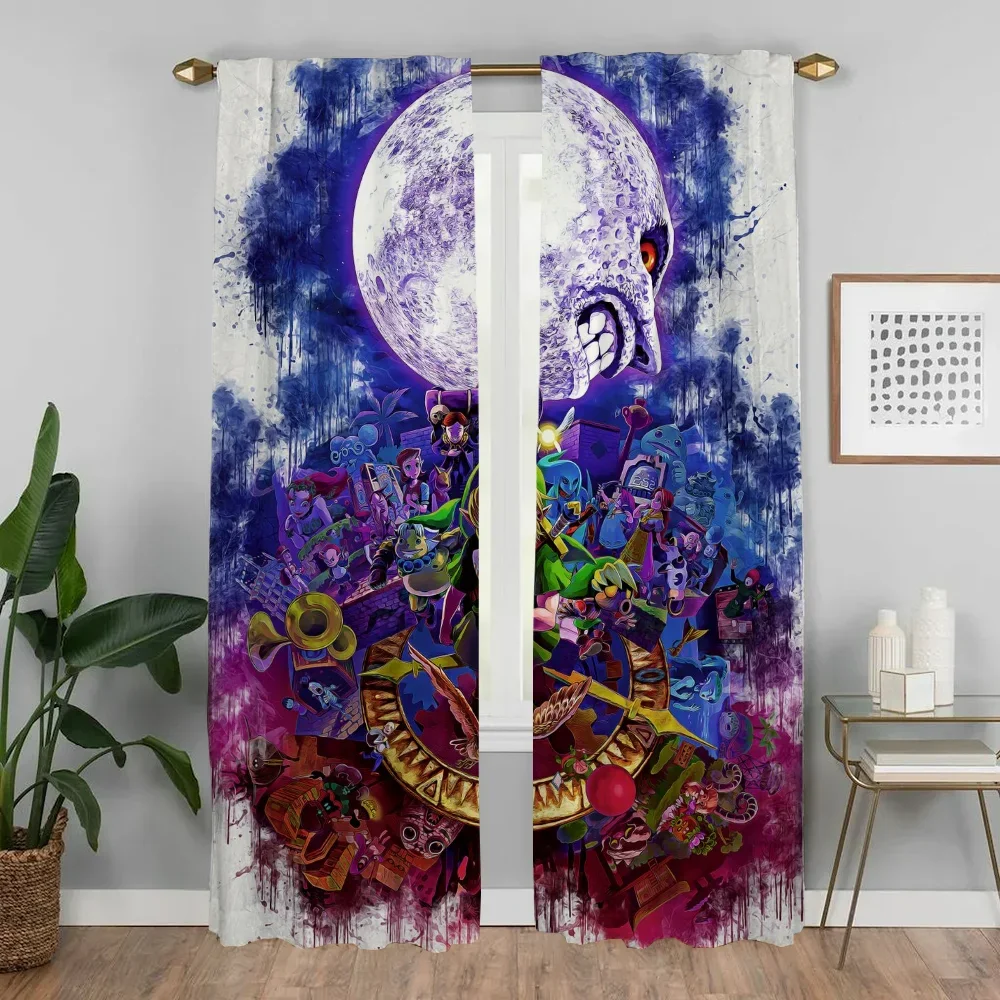 Blackout Curtains for Living Room Curtain Zeldas Tulle for Bedroom Home Interior Curtains 2 Pieces Halloween Decoration Shades 3