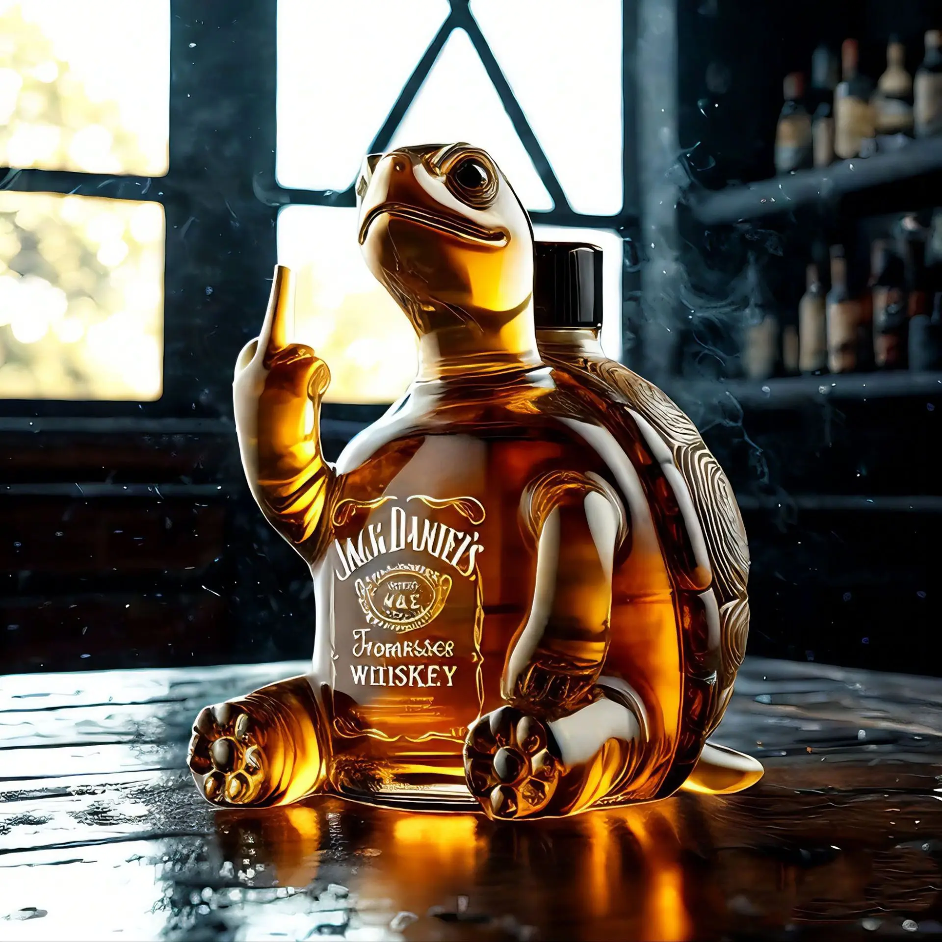 Funny Middle Finger Whiskey Glass Decanter Duck Turtle Dog 10Oz Glass Whiskey Wine Bottle Statue Decoration For Bar Office Home