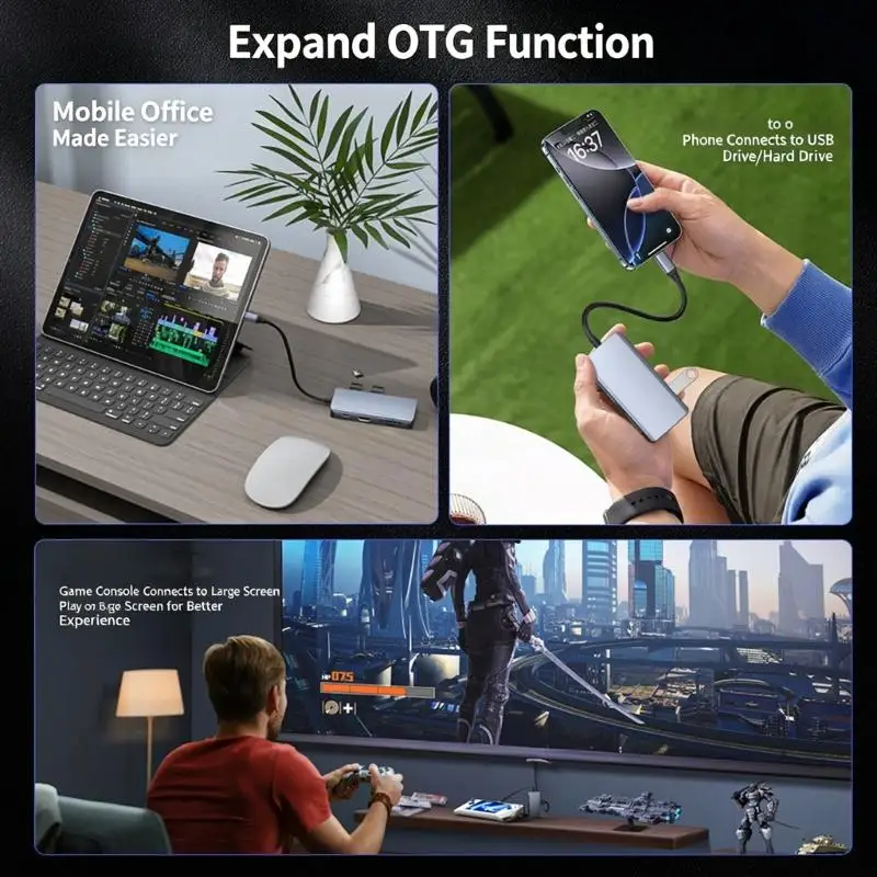 노트북 D2RC용 HDTV 4K 100WPD 충전 카드 리더기가 포함된 USB C 허브 1개에 8개