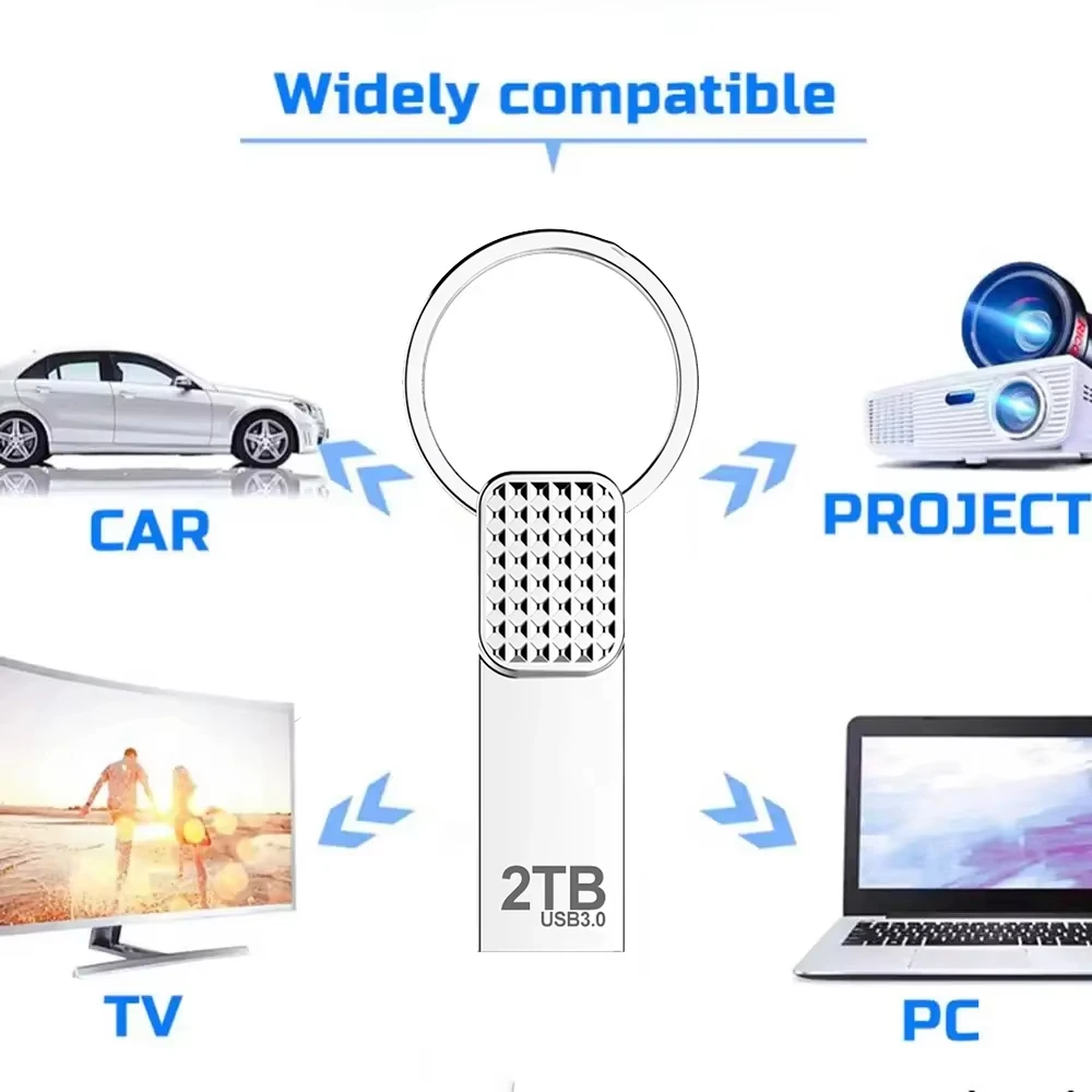 High-Speed 2TB Waterproof USB 3.0 Flash Drive - Durable Metal Design for Enhanced Data Storage and Transfer