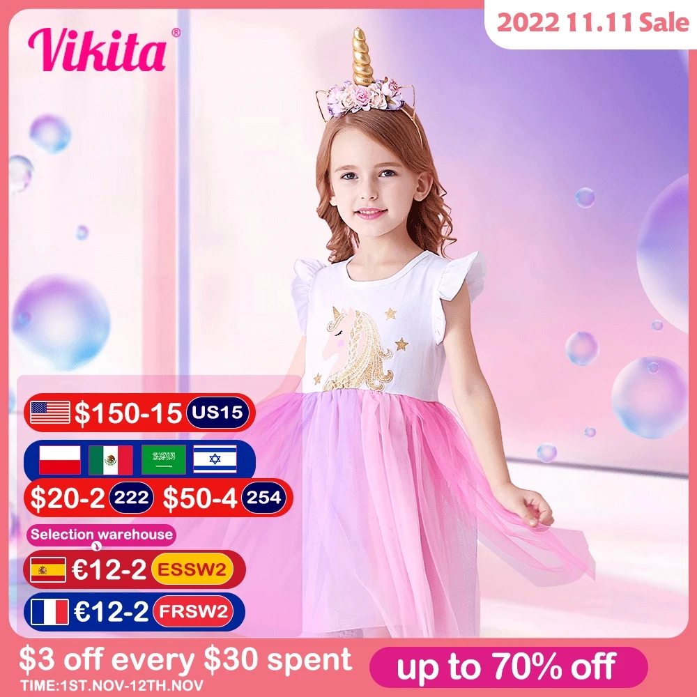 Vikita Unicorn Dress For Girls Children Cartoon Vestidos Kids Tutu Dresses Toddlers Summer Dress Sleeveless Princess Dresses - Girls Casual Dresses - AliExpress