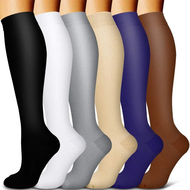 5/6 Pairs Men and Women Compression Socks Circulation Recovery Varicose Veins Nursing Travel Running Hiking Sports Socks 6 pairs-YY002
