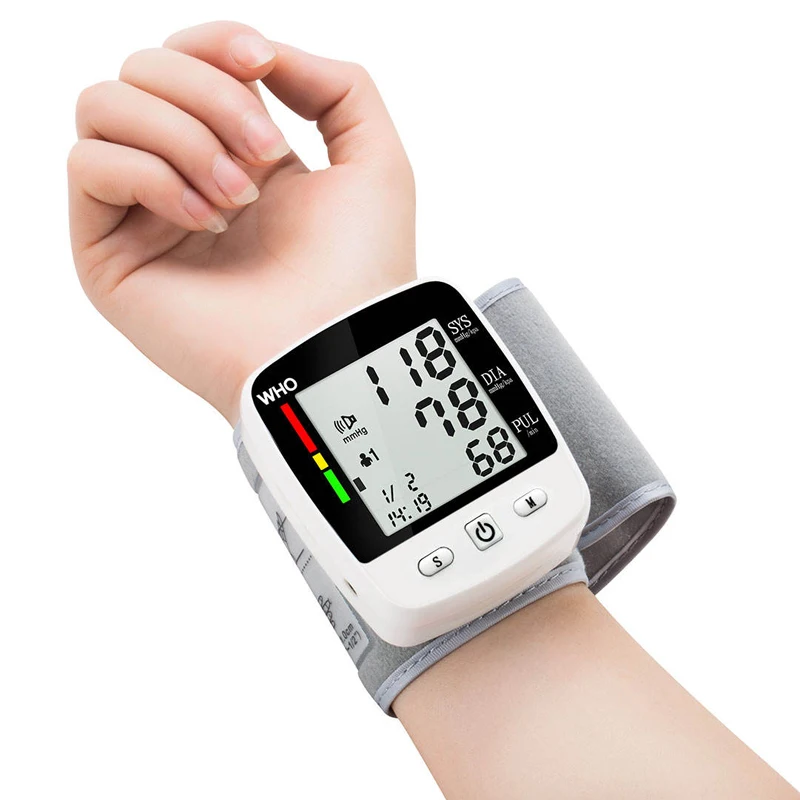 Rechargeable Digital Blood Pressure Monitor Wrist Electronic Sphygmomanometer  Tensiometer With LCD Display, 2 X 99 Memory