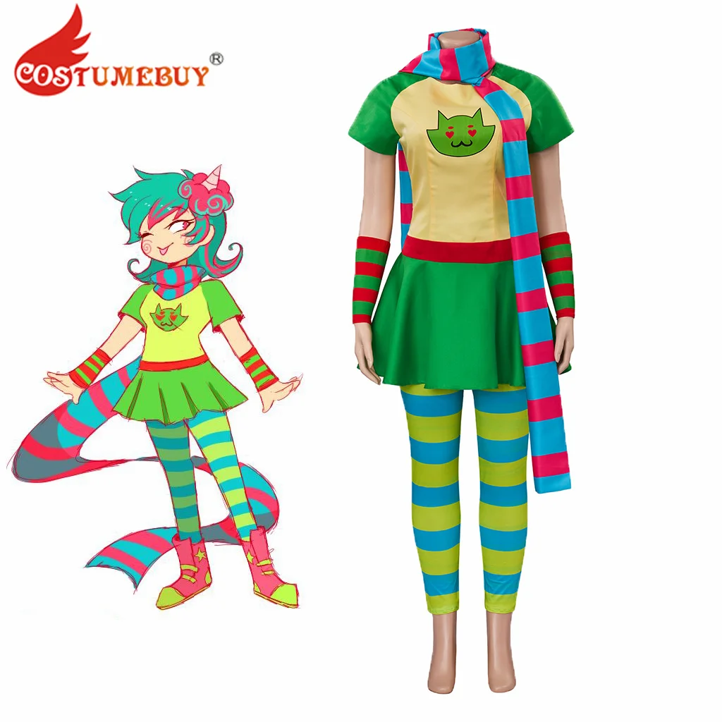 

Trickster Roxy Lalonde Cosplay Costume Women Outift with Stockings and Scarf Halloween Costume Suit