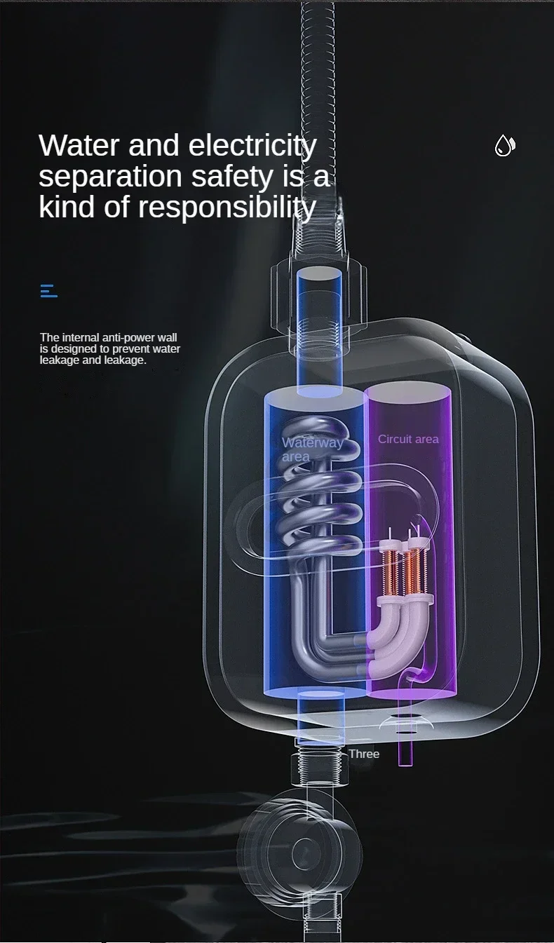 Description Picture 5 of item3000W Electric Thankless Mini Instant Hot Water Heater bathroom Faucet Tap Heating 3 Seconds Instant Heating Machine