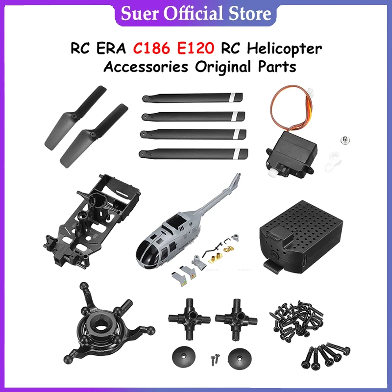 RC ERA C186 E120 RC Helicopter Accessories Servo Blade Gear Motor Rotor Head Receiver Board Body Shell for C186 Original Parts