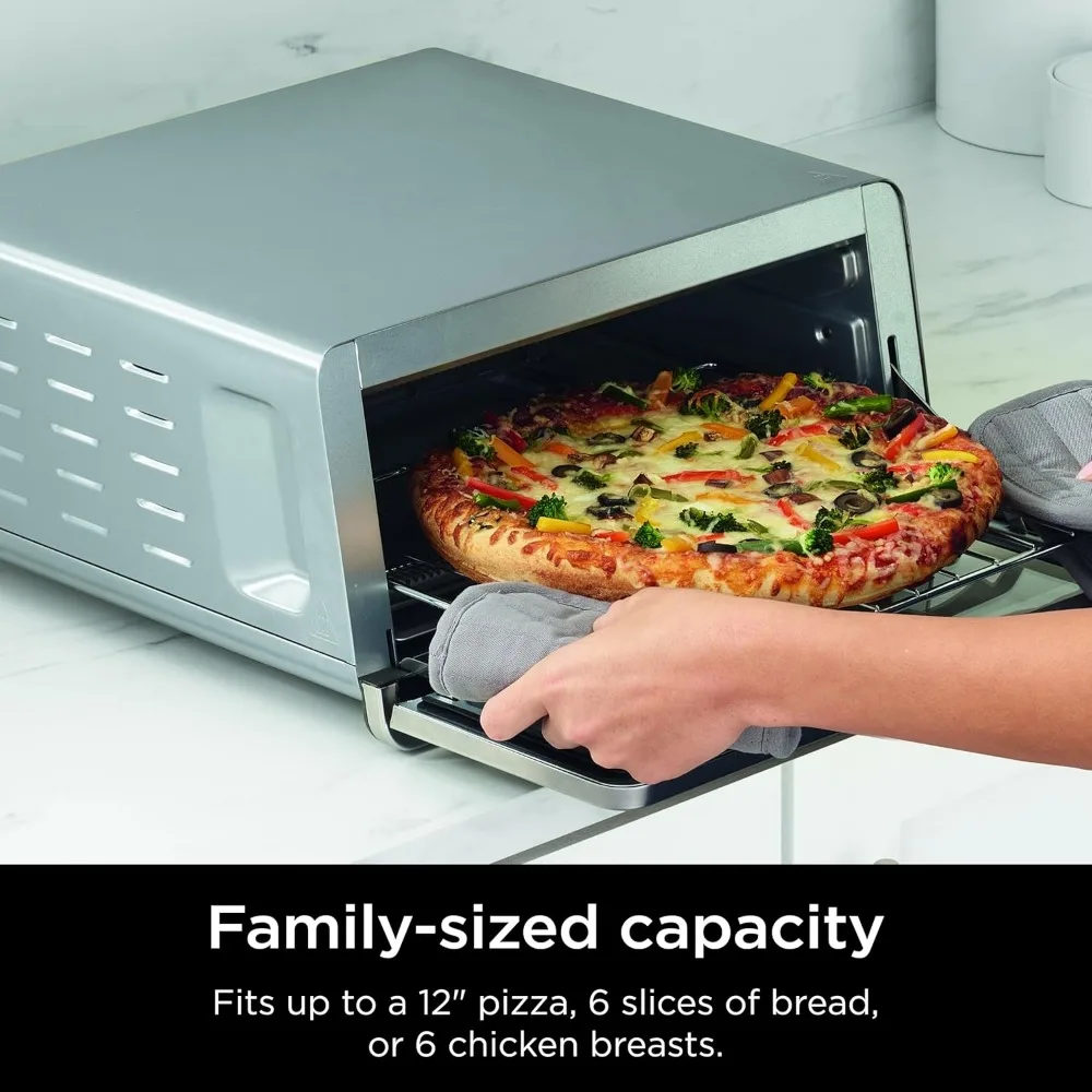 Flip Toaster Oven & Air Fryer, 8-in-1 Functionality,Flip Up & Away Capability for Storage Space,Wire Rack Removable Crumb Tray